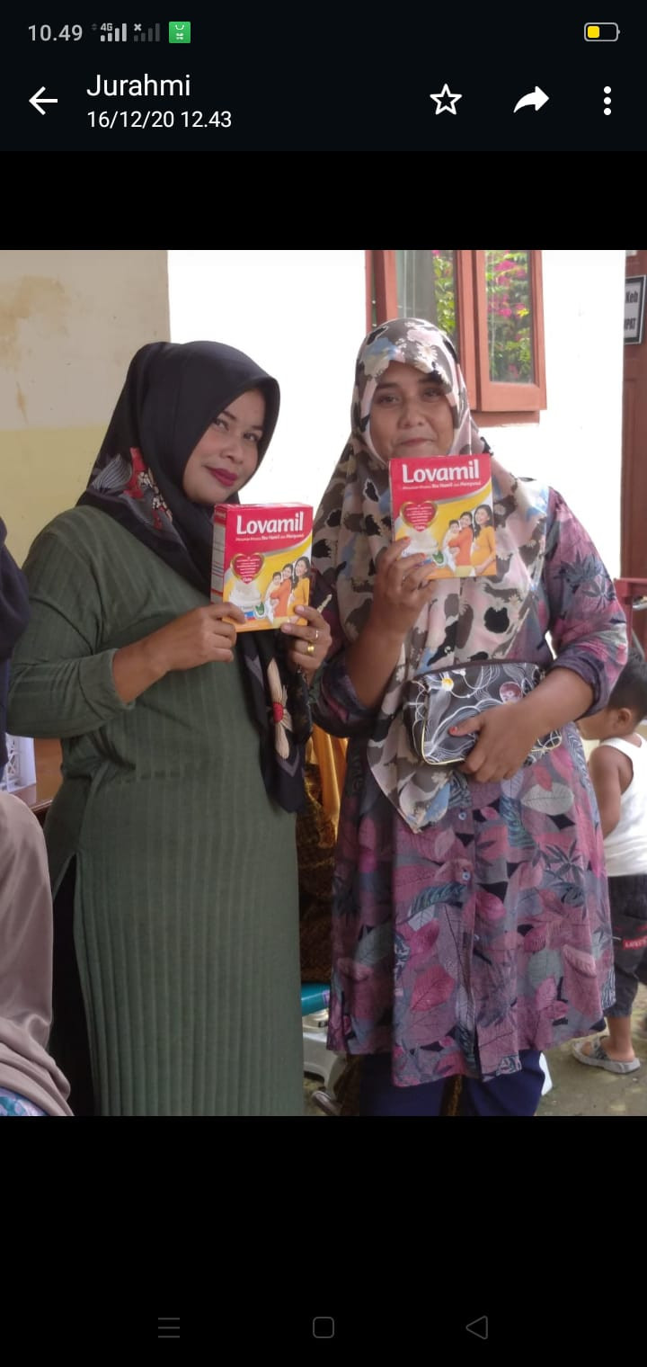 Kegiatan pemberian makanan tambahan {susu khusus bumil} dalam upaya pencegahan stunting di kampung KB MAHDANI KENCANA gampong Beuringen kec Meurah Dua Kab Pidie Jaya