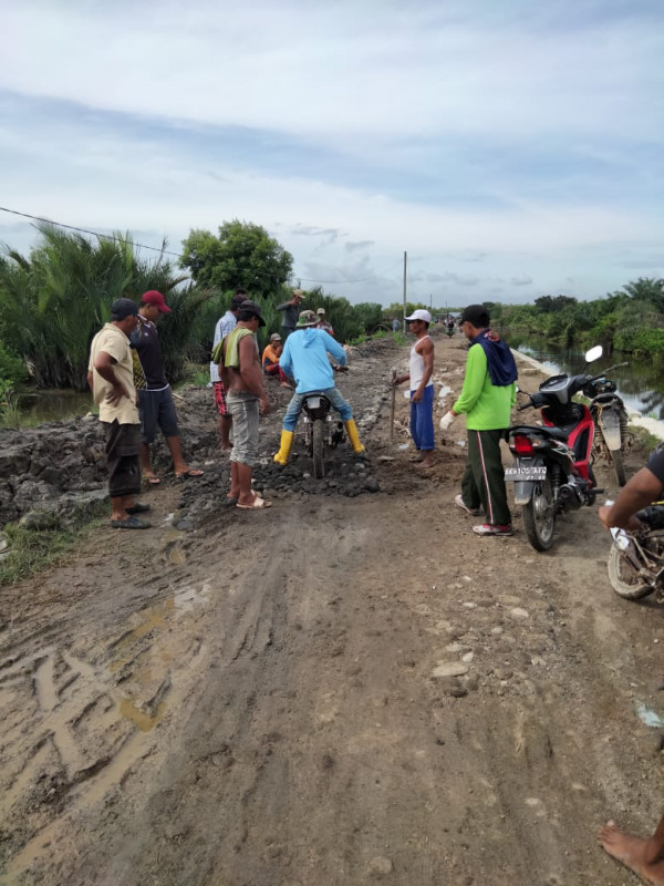 penimbunan sepanjang jalan dusun XIV tj Rejo