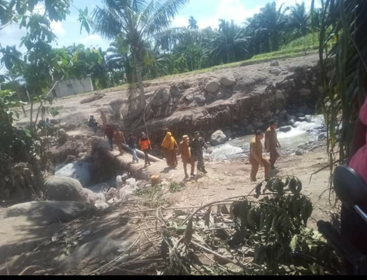 meninjau pembuatan jembatan darurat dan mendampingi BNPB Kab. Pasaman