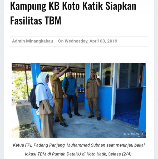 Kampung KB Koto Katik Siapkan Fasilitas TBM