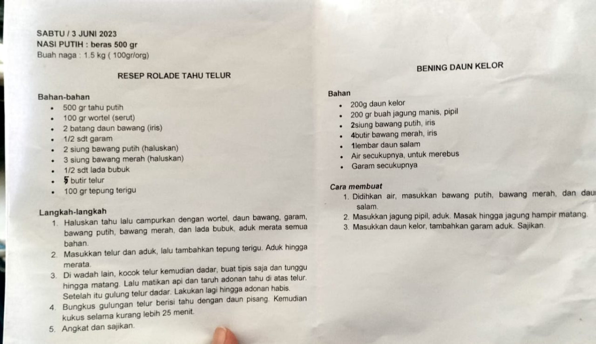 menu DASHAT hari pertama