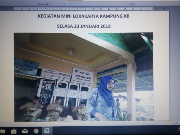 Kegiatan Mini Lokakarya Kampung KB, Selasa 23 Januari 2018