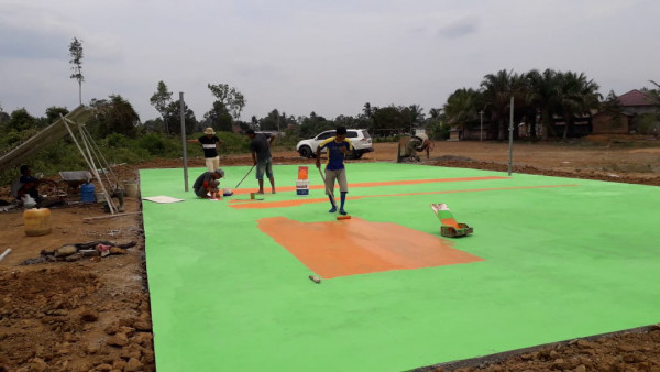 Pembuatan Lapangan Volley dari Anggaran Dana Desa Semeteh