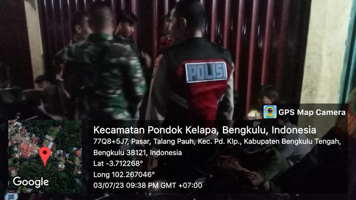 Patroli Sinergitas TNI-Polri Tingkatkan Keamanan dan Ketertiban di Wilayah Kecamatan Pondok Kelapa, Bengkulu Tengah
