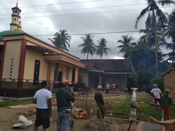 Suasana pemotongan pohon kelapa dan pembuatan gorong- gotong