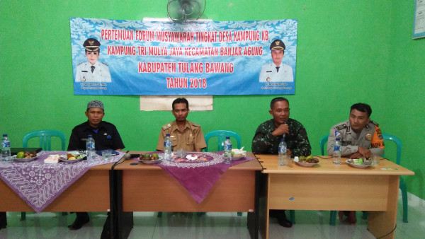 pertemuan Forum Musyawarah Tingkat Desa Kampung KB Tri mulya jaya kecamatan Banjar Agung Kabupaten Tulang Bawang tahun 2018
