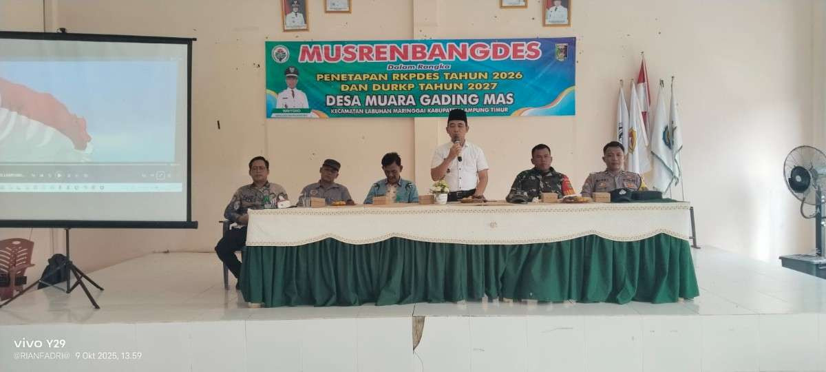 Sambutan dari bapak Kepala Desa Muara Gading Mas
