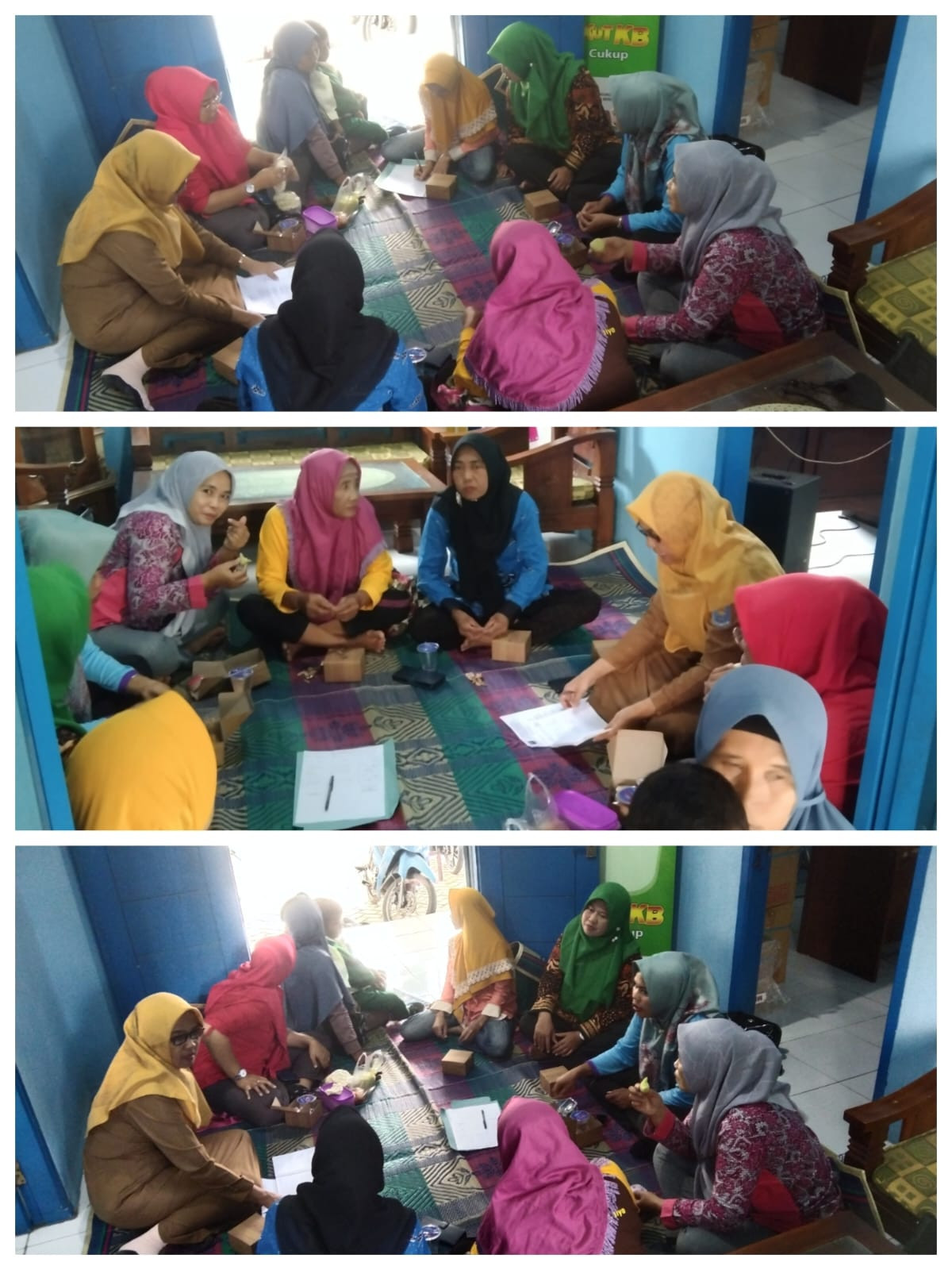 dokumentasi kegiatan pertemuan Pokja Kampung Keluarga Berkualitas Rejomulyo. Kader Asyik mengikuti kegiatan tersebut