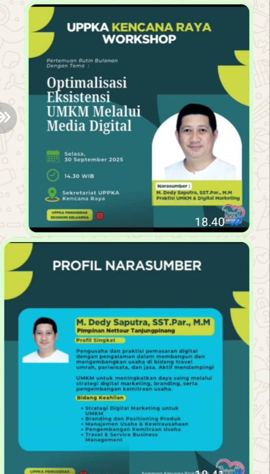Workshop UPPKA Kencana Raya Dengan Tema Optimalisasi Eksistensi UMKM Melalui Media Digital Untuk Pemanfaatan Media Digital Yg Efektif Untuk Mengoptimalkan Eksistensi UMKM Dan Meningkatkan Daya Saing