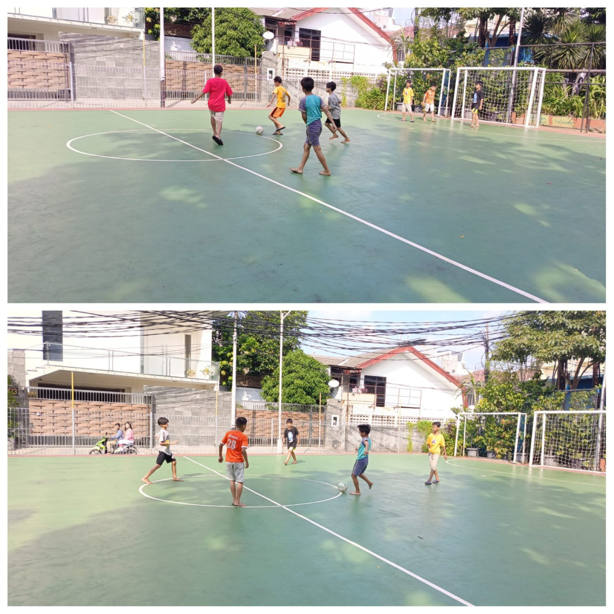 Anak2 dari Petojo Utara ( Masjid Ala Nurin) sedang bermain futsal