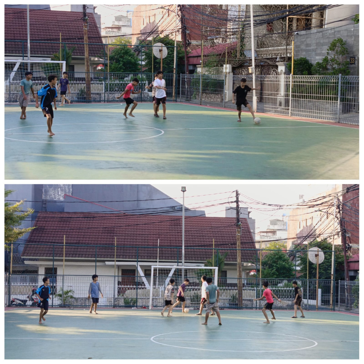 Anak2 dari Kel Petojo Utara ( Masjid Ala Nurin) sedang bermain futsal di lapangan futsal