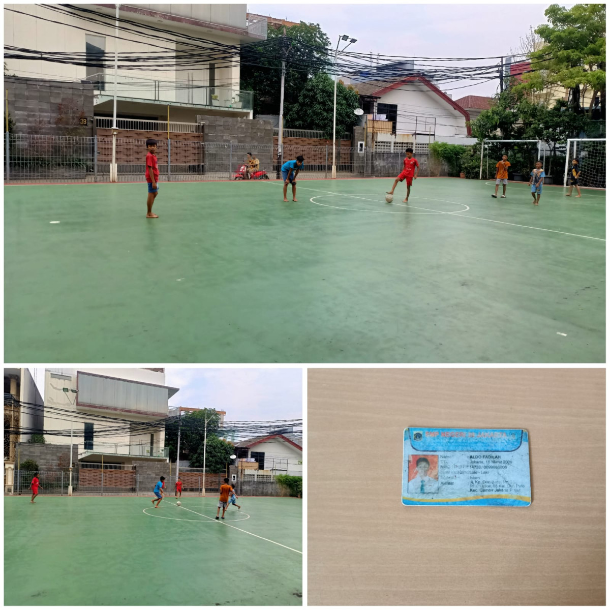 Anak anak dari Setia Kawan sedang bermain futsal di lapangan futsal RPTRA Mustika Cideng