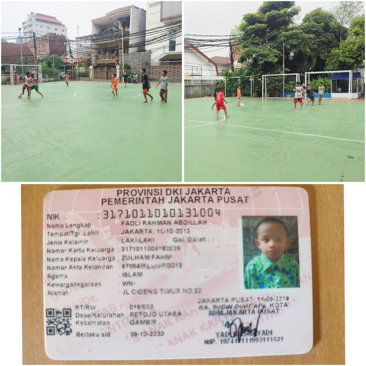 Anak anak dari Petojo Utara  sedang bermain futsal