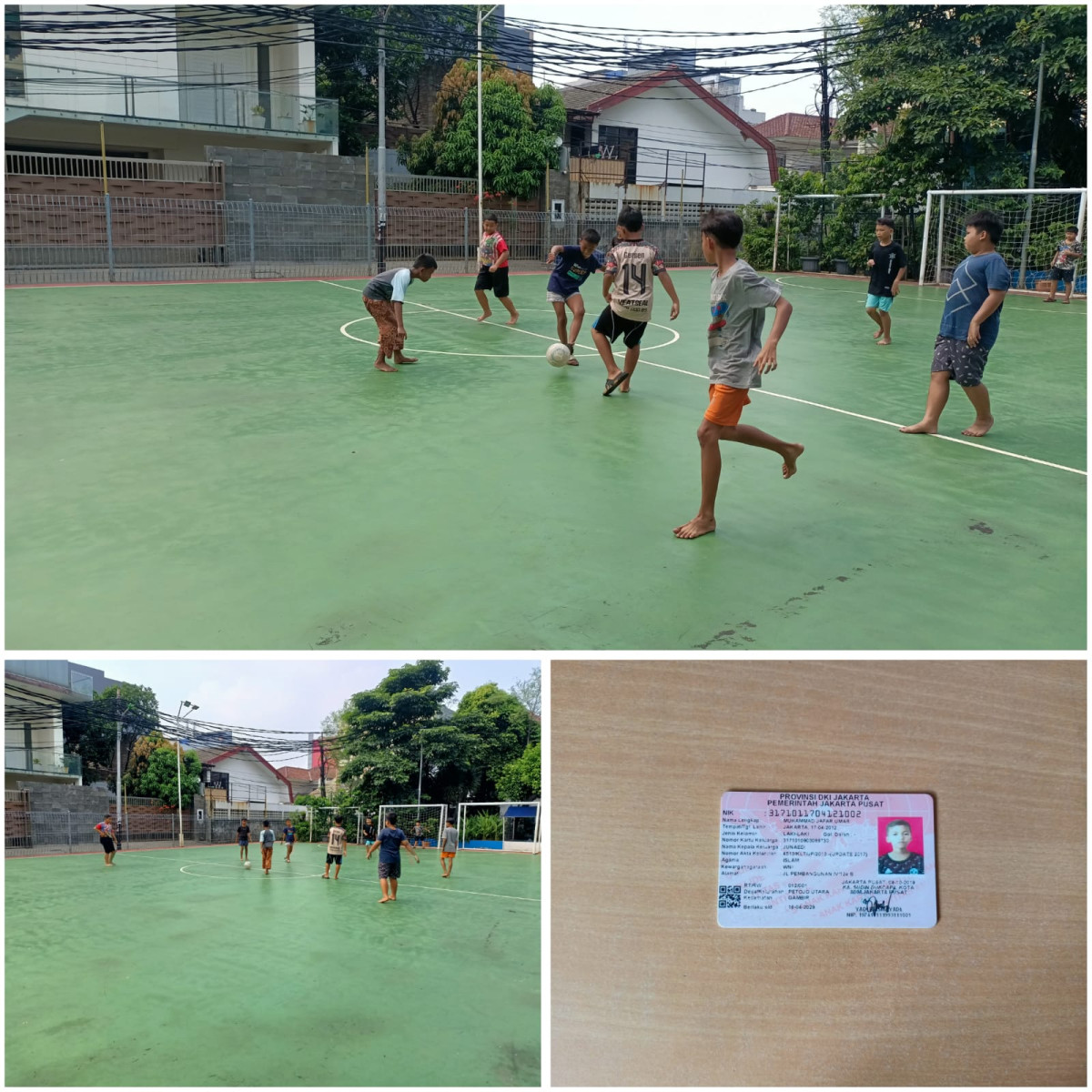 Anak anak dari Petojo Utara sedang bermain futsal