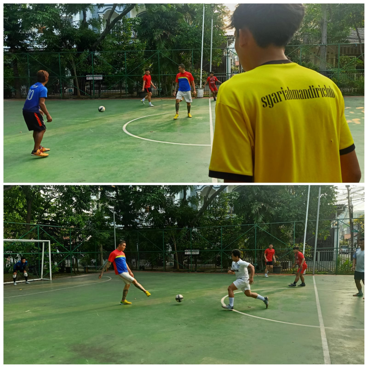Tim Futsal Dewasa (Maminah) bermain futsal di Lapangan RPTRA Kenanga Cideng