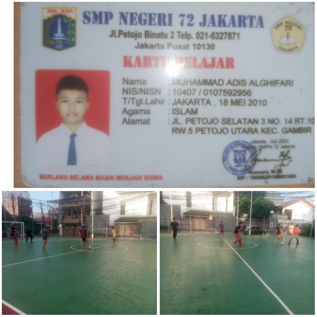 Anak anak dari Petojo Selatan  bermain futsal