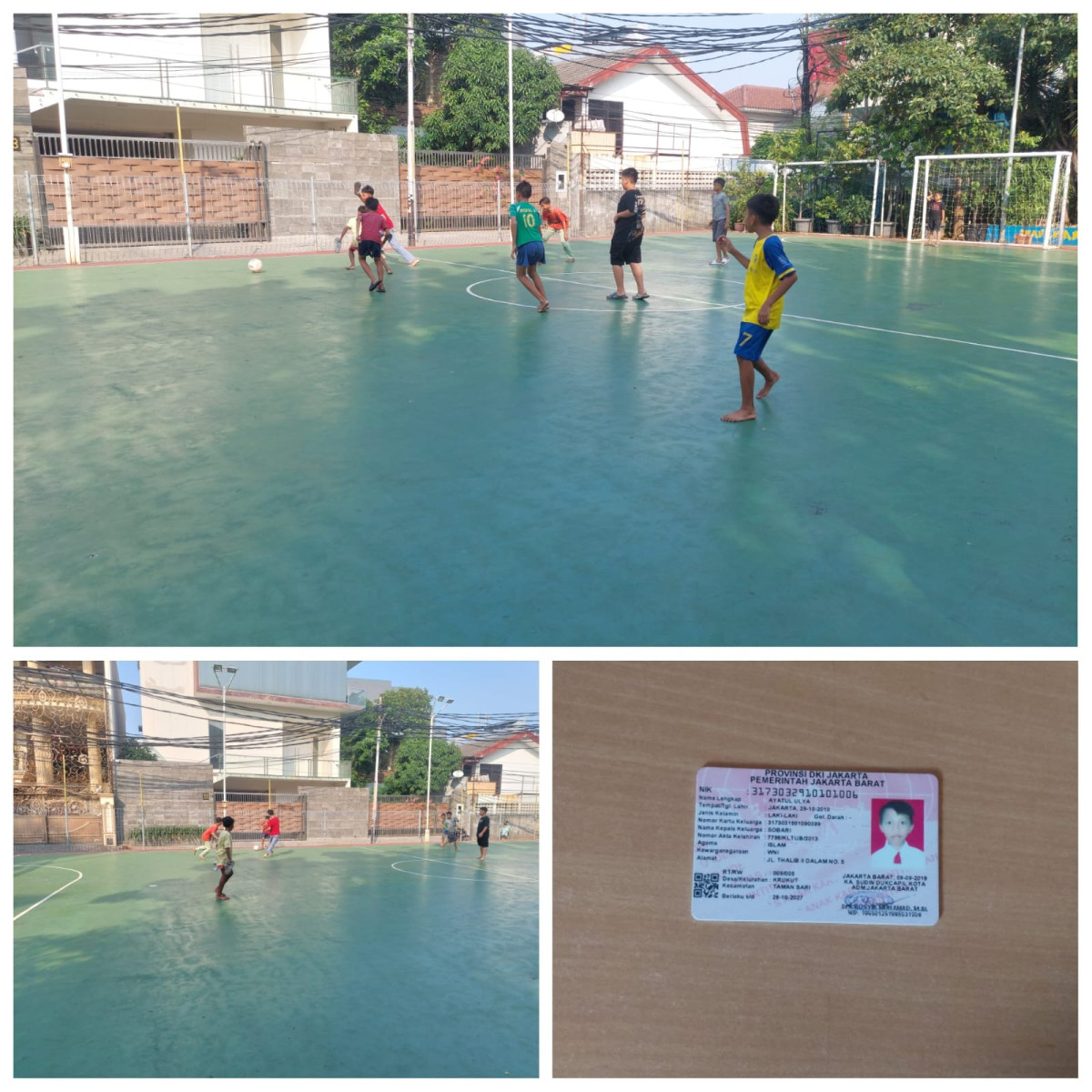 Anak anak dari Krukut sedang bermain futsal