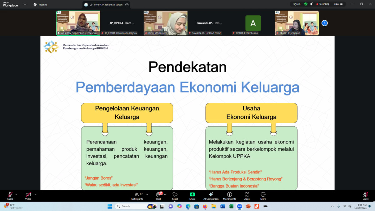 Mengikutin Virtual Zoom Meeting dengan Tema Sosialisasi Kelompok Kegiatan Ketahanan dan Kesejahteraan Keluarga-PPKS.