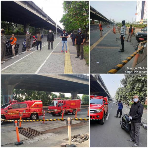 Penyemprotan desinfektan di jln Ahmad yani bersama , Damkar , Pol PP dan FKDM Kel CPT