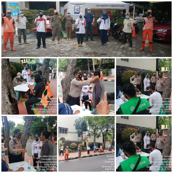  Kegiatan operasi yustisi dan grebak masker diwilayah RW 08 Kel CPT bersama ASN,  Tiga Pilar dan anggota Polsek dan FKDM