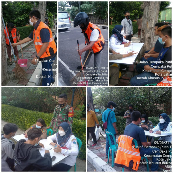 Kegiatan Tertib masker wilayah Cempaka Putih tengah Raya