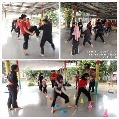 kegiatan latihan Pencak Silat di aula RPTRA Kampung Benda