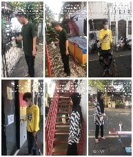 Giat pengelola menyemprotkan disinfektan diarea RPTRA Beringin