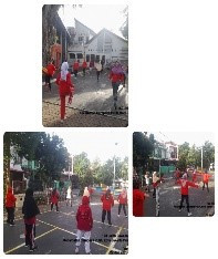 Kegiatan senam jantung sehat warga sekitar di lapangan RPTRA Beringin