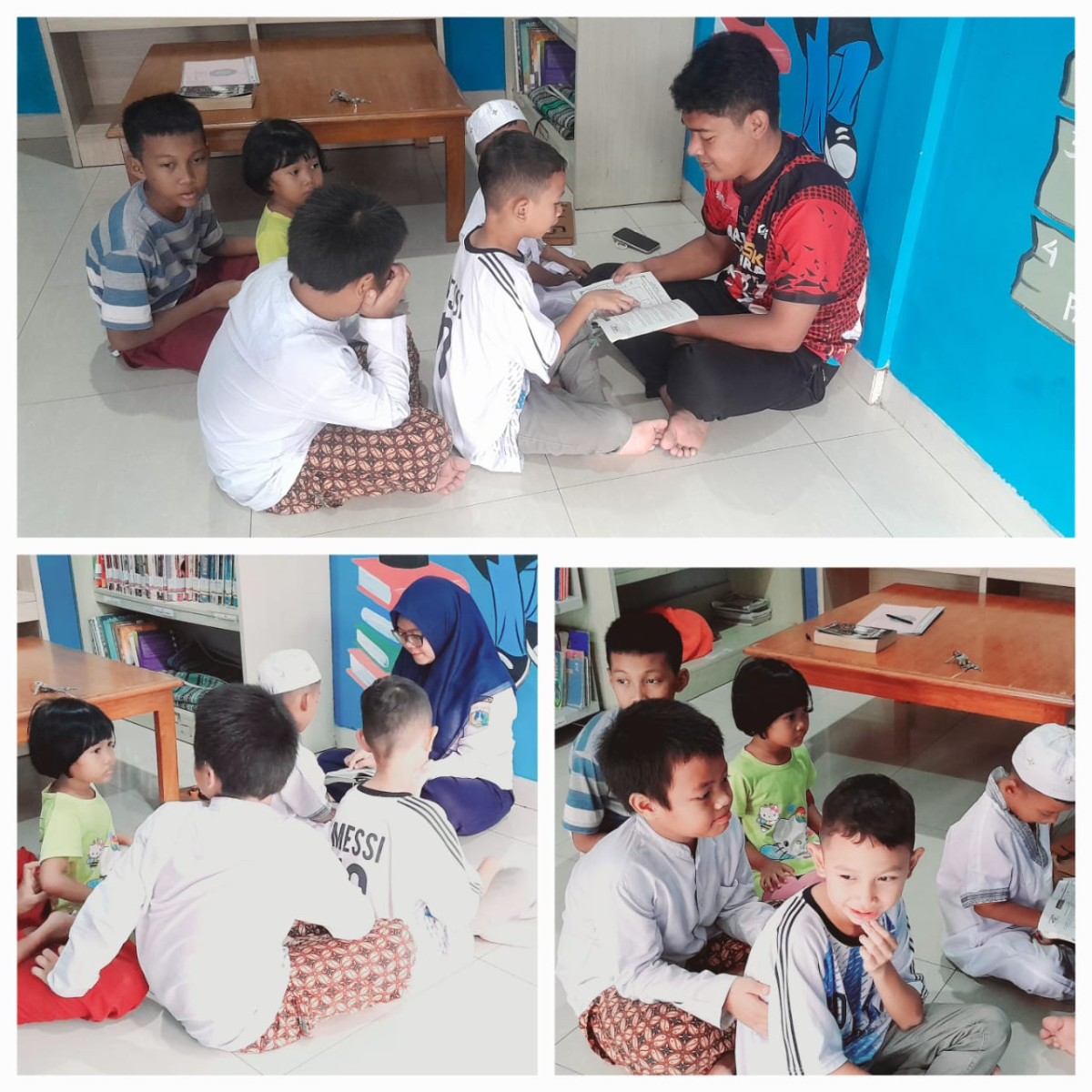 Giat belajar mengaji bersama anak-anak sekitar di Perpustakaan RPTRA Beringin