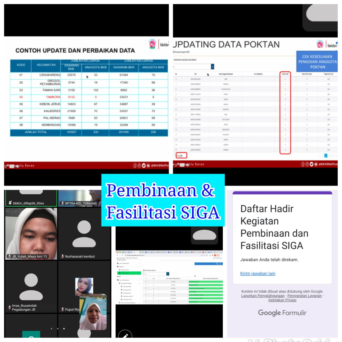 kegiatan Pembinaan & Fasilitasi SIGA melalui aplikasi Zoom Meeting