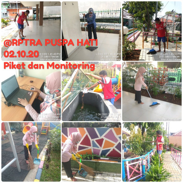 Kegiatan Piket dan Monitoring Pengelola Rptra Kelurahan Utan Kayu Selatan 2 Oktober  2020