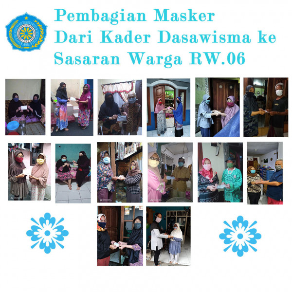 Pembagian Masker dari Kader Dasawisma ke Sasaran Warga RW 06