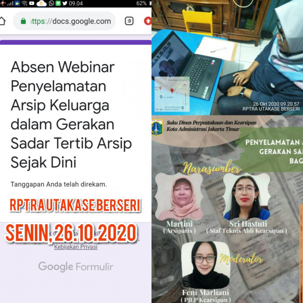 RPTRA UTAKASE BERSERI _Pembinaan Penyelematan Arsip Keluarga Sejak Dini dari Sudin Perpusip