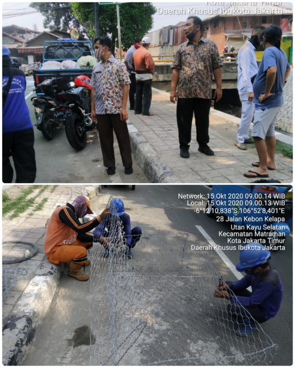 Persiapan pembuatan penjernihan air/ jaring"sampah bersama tim SDA dan PPSU