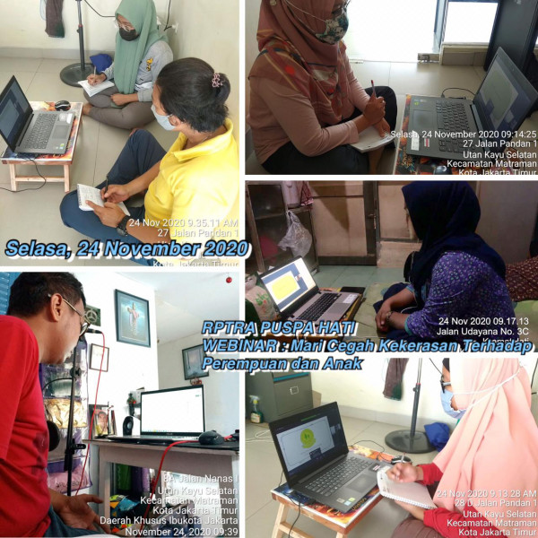 Zoom Meet Kekerasan Terhadap Perempuan dan Anak oleh Dinas PPAPP DKi Jakarta dan Pertemuan Rutin Pengelola Tingkat Kota Adm Jakarta Timur