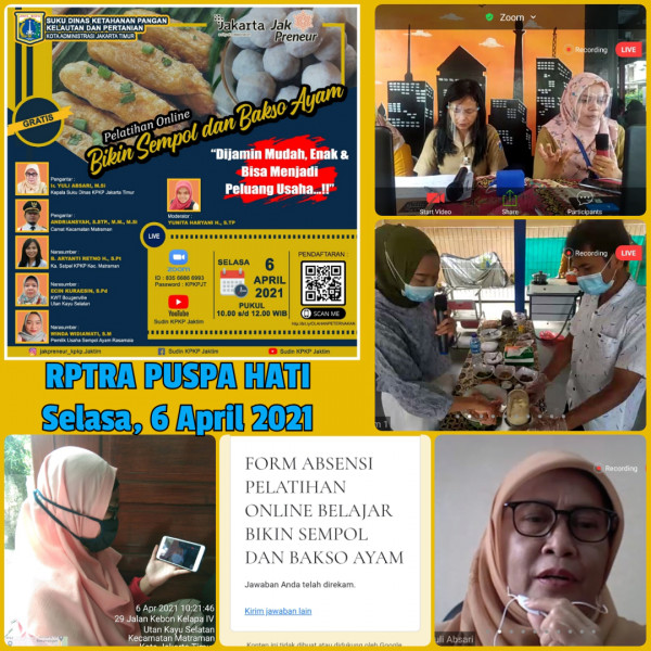 Zoom Webinar Pelatihan Online Bikin Sempol dan Bakso Ayam oleh Sudin KPKP Jaktim