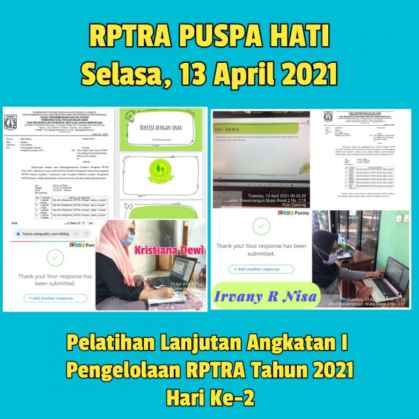 Webinar Pelatihan Lanjutan Angkatan I Pengelolaan RPTRA Tahun 2021 Hari Ke-2 oleh Pusbanglat PPAPP