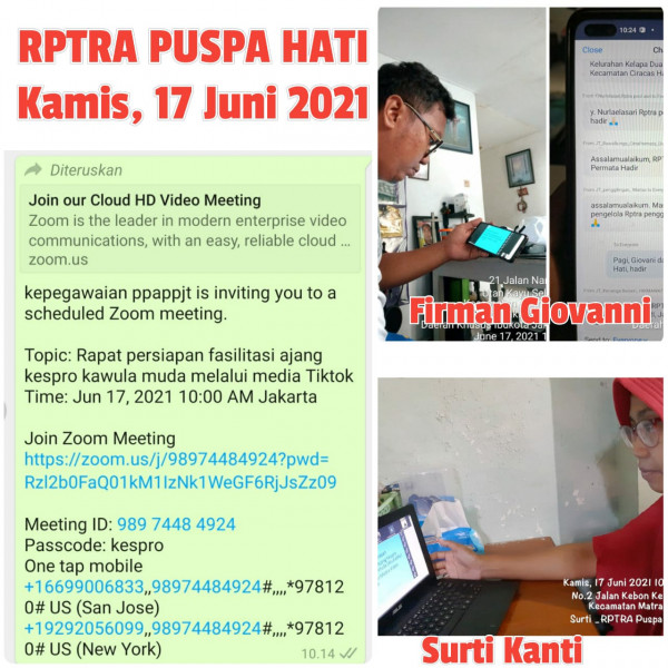 Rapat Persiapan Fasilitasi Ajang  Kespro Kawula Muda_Rptra Kel. UKS_17 Juni 2021