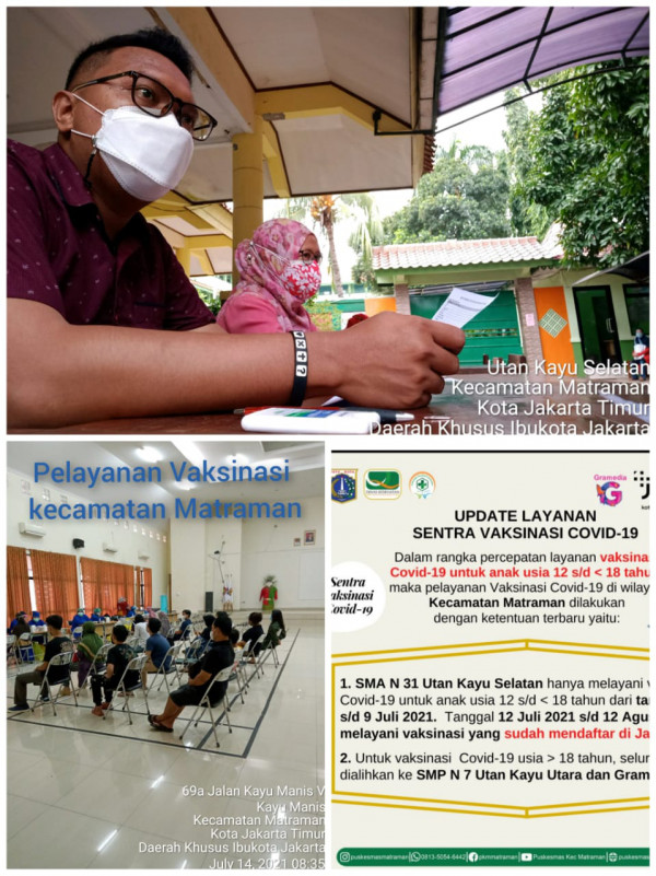 Pengelola RPTRA Utakase Berseri dan Puspa Hati  Membantu  Vaksinasi  Covid 19 Di SMA N 31