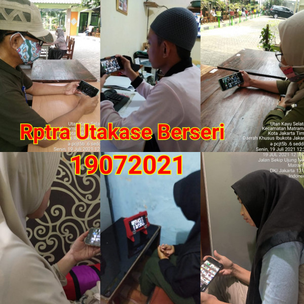 Pengelola Rptra Utakase Berseri dan Puspa Hati Mengikuti zoom meeting dengan tema 