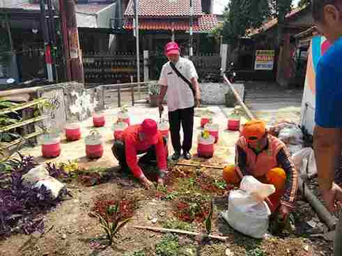 Monitoring dan merapihkan tanaman yang ada di sekitar skip ujung