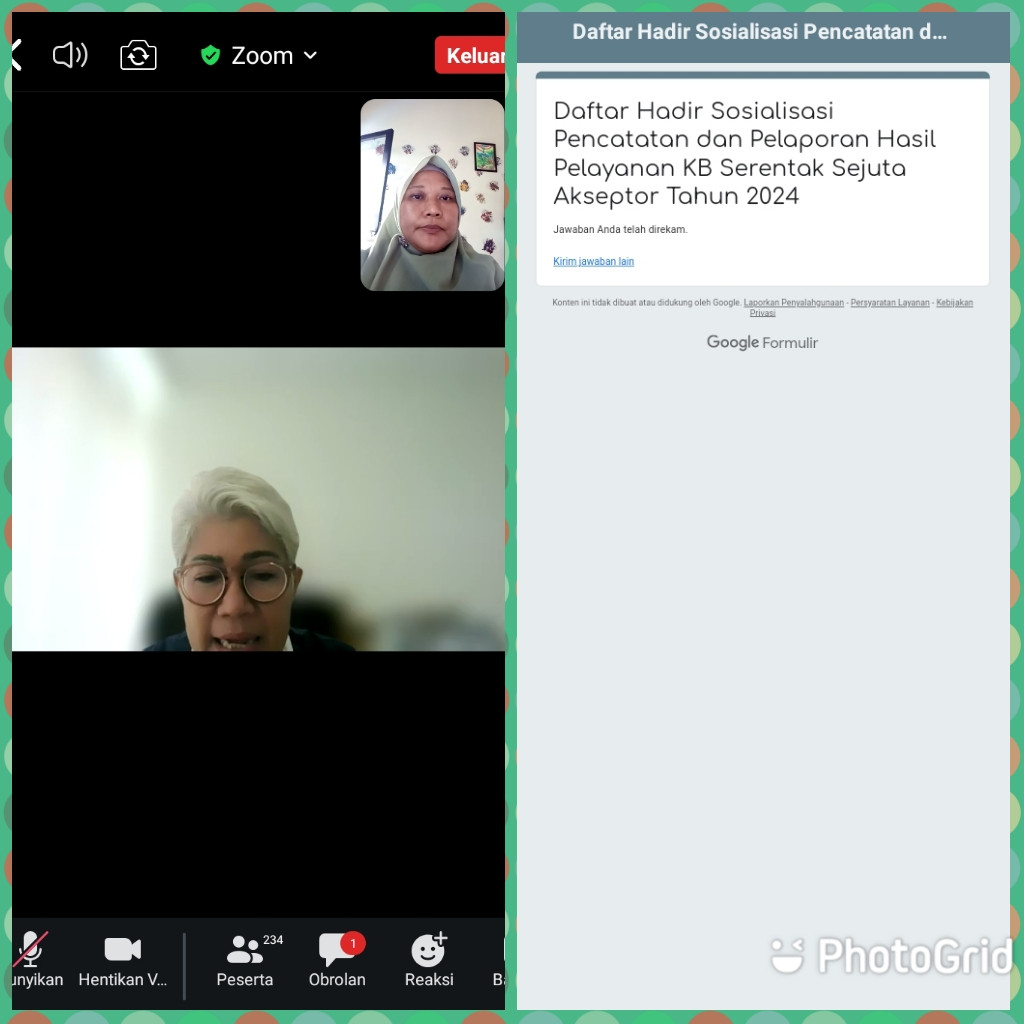 ZOOM PELOAPORAN HASIL PELAYANAN KB SERENTAK SEJUTA AKSEPTOR 2024