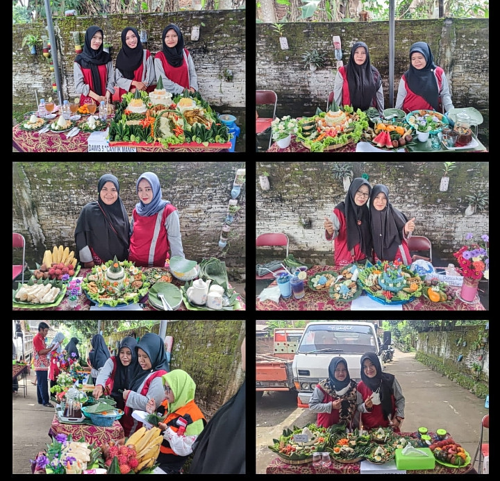 Lomba kreasi tumpeng bancaan oleh ibu-ibu