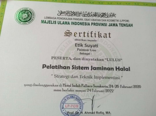 Pelatihan Sistim Jaminan Halal