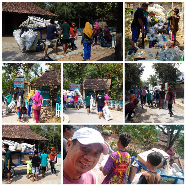 Pengumpulan sampah oleh bank sampah KARYATAMA dan pik remaja mudatama kampung kb desa juwok kecamatan sukodono