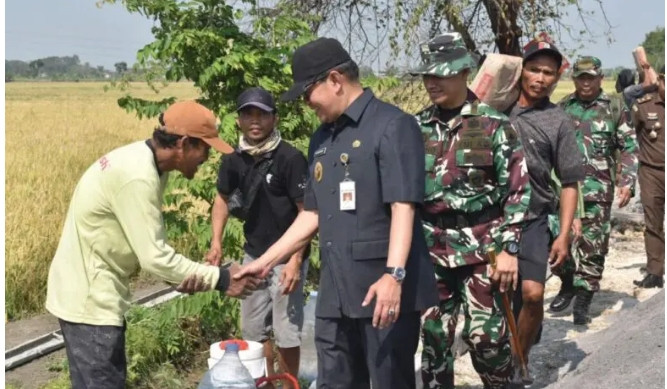 Kunjungan wakil Bupati melihat kemajuan jalan yang sedang di bangun