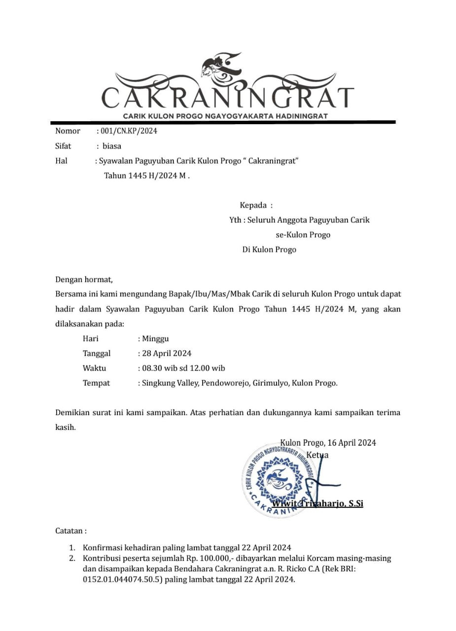 Syawalan Paguyuban Carik Kulon Progo