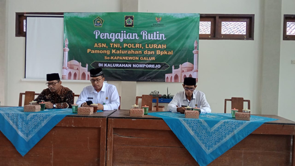 Pengajian Rutin Kapanewon Bagi PNS, TNI, Polri, ASN dan Perangkat Desa di Balai Kalurahan Nomporejo