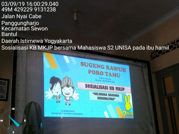 Sisialisasi KB MKJP oleh Mahasiswa S2 Kebidanan UNISA