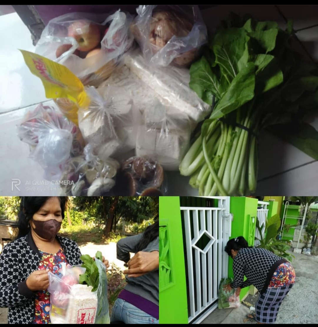 Bantuan makanan untuk keluarga ibu tatik yang terkena covid. Rt 7 Rw 56 Padukuhan Gandok,